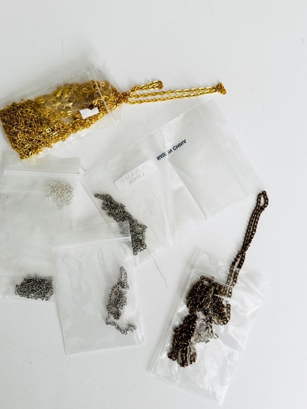 Lot #3 Assorted Necklace Chains - Gold, Silver, Bronze